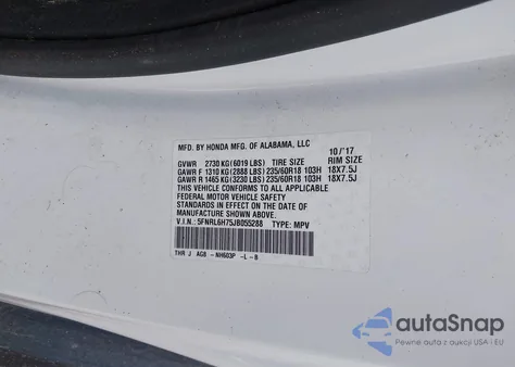 2018 Honda Odyssey Ex-L from USA, damaged, VIN 5FNRL6H75JB055288